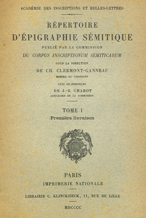 Répertoire d’épigraphie sémitique : Tome I, fasc. 1