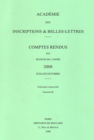 Comptes rendus de l’Académie de Juillet-Octobre 2008