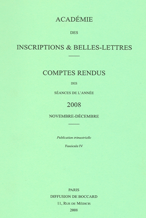 Comptes rendus de l’Académie de Novembre-Décembre 2008