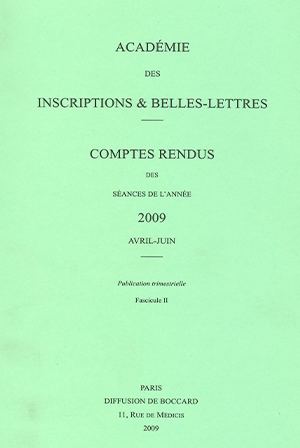 Comptes rendus de l’Académie d’Avril-Juin 2009