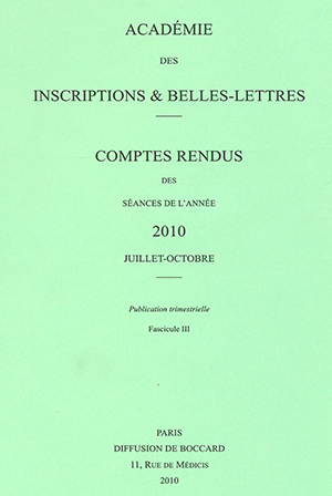 Comptes rendus de l’Académie de Juillet-Octobre 2010