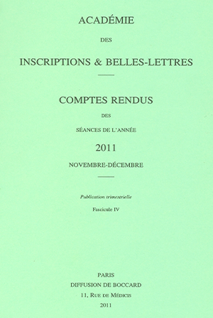 Comptes rendus de l’Académie de Novembre et Décembre 2011
