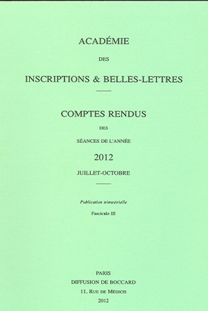 Comptes rendus de l’Académie de Juillet à Octobre 2012