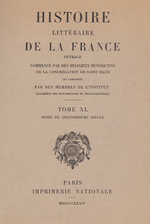 Histoire littéraire de la France. Tome 40