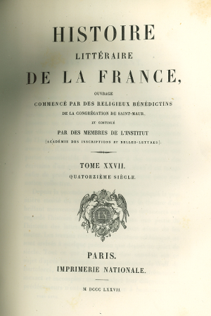 Histoire littéraire de la France. Tome 27