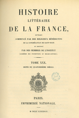 Histoire littéraire de la France. Tome 30