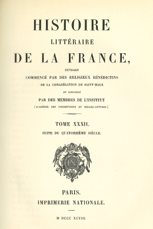 Histoire littéraire de la France. Tome 32