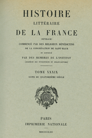 Histoire littéraire de la France. Tome 39