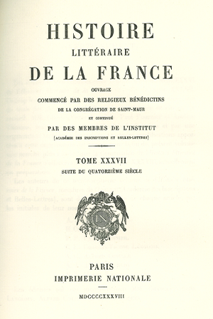 Histoire littéraire de la France. Tome 37
