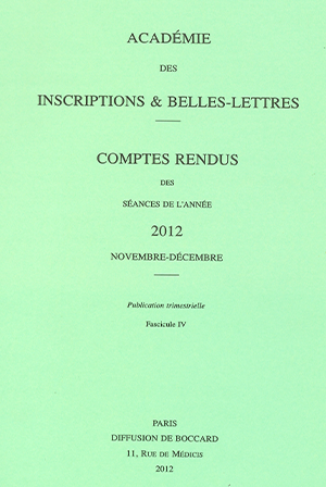 Comptes rendus de l’Académie de Novembre à Décembre 2012