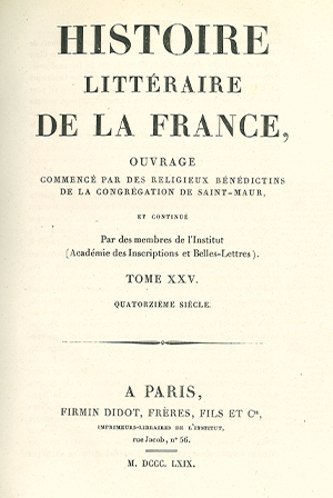 Histoire littéraire de la France. Tome 25