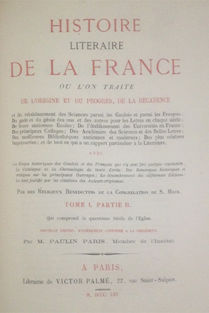 Histoire littéraire de la France. Tome 1-2