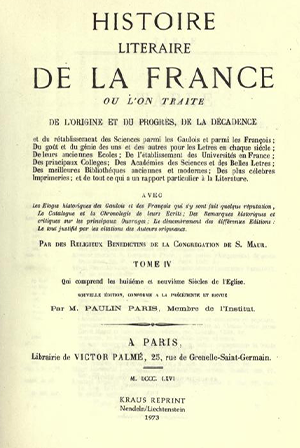 Histoire littéraire de la France. Tome 4