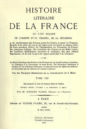 Histoire littéraire de la France. Tome 8