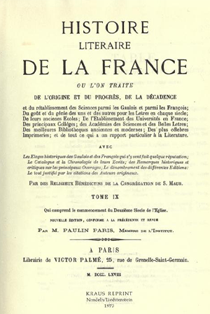 Histoire littéraire de la France. Tome 9