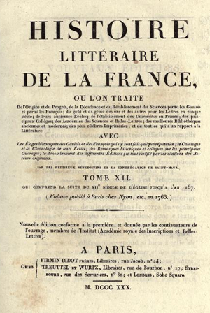 Histoire littéraire de la France. Tome 12