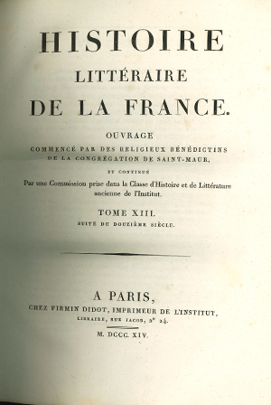 Histoire littéraire de la France. Tome 13
