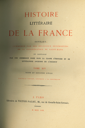 Histoire littéraire de la France. Tome 14
