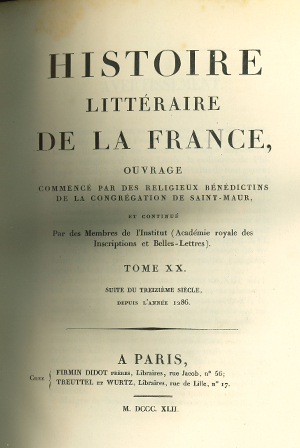 Histoire littéraire de la France. Tome 20