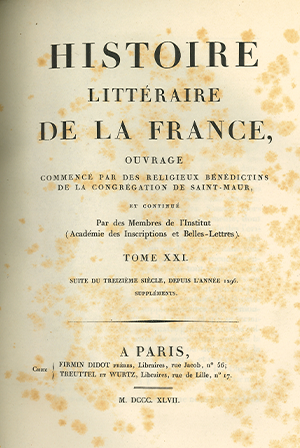 Histoire littéraire de la France. Tome 21