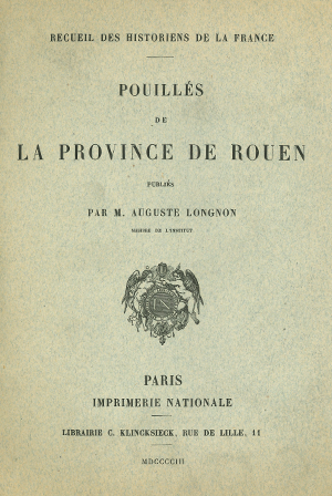 Recueil des Historiens de la France, Pouillés – Tome II : Province de Rouen