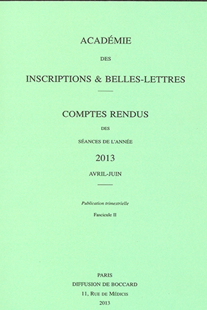 Comptes rendus de l’Académie d’Avril à Juin 2013