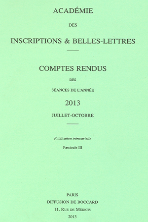 Comptes rendus de l’Académie de Juillet à Octobre 2013