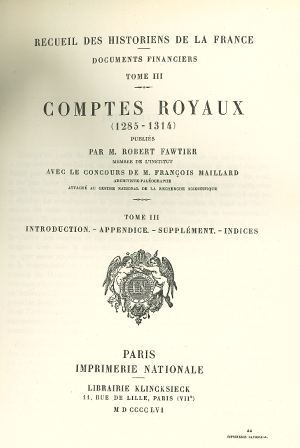 Tome III – Comptes royaux (1285-1314). Vol. 3