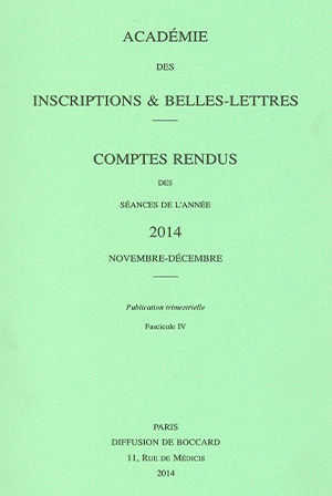 Comptes rendus de l’Académie de novembre-décembre 2014