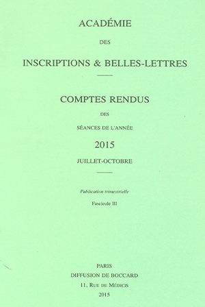 Comptes rendus de l’Académie de Juillet à Octobre 2015