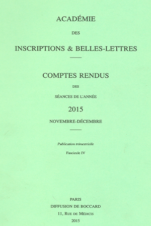 Comptes rendus de l’Académie de Novembre-Décembre 2015