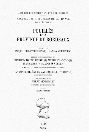 Recueil des Historiens de la France, Pouillés – Tome XI : Province de Bordeaux