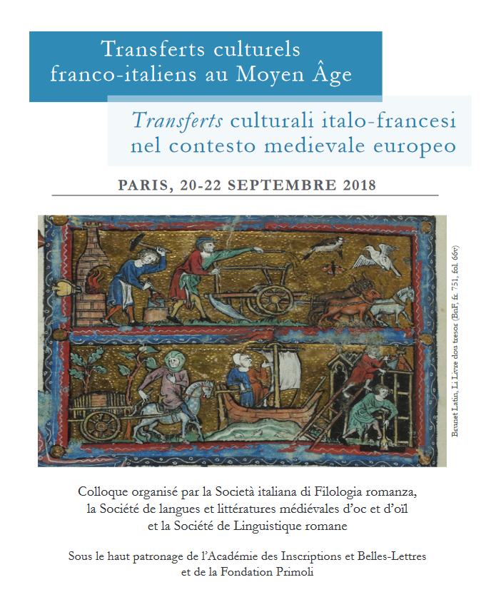 Colloque international “Transferts culturels franco-italiens au Moyen Âge”