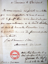 Lettre de Garcin du Tassy à Abel-Rémusat à propos du Journal asiatique, 30 nov. [1830] - © Société Asiatique