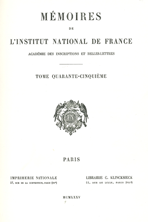 Mémoires de l'Institut de France, AIBL (ancienne série)